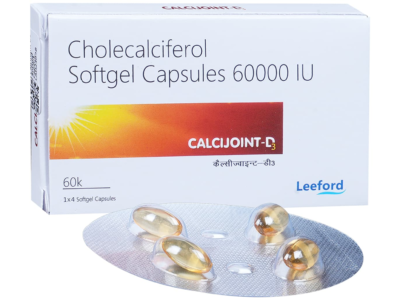 Calcijoint-D3 Softgel Capsule strip of 4 with cholecalciferol 60000 IU
