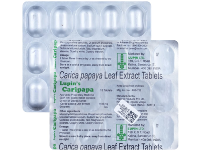 Caripapa Tablet Eranda karkati Carica papaya leaf extract Lupin blister