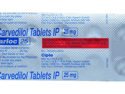 Carloc 25 mg Tablet Cipla carvedilol 25 mg strip of 10 tablets