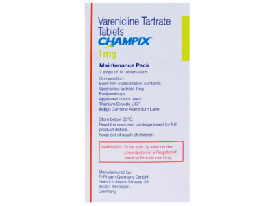 Champix 1 mg maintenance pack 28 tablets composition panel