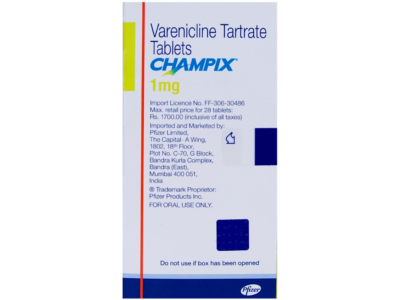 Champix 1 mg varenicline tartrate tablets Pfizer carton front
