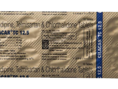 Cilacar TC 12.5 Tablet cilnidipine telmisartan chlorthalidone blister composition