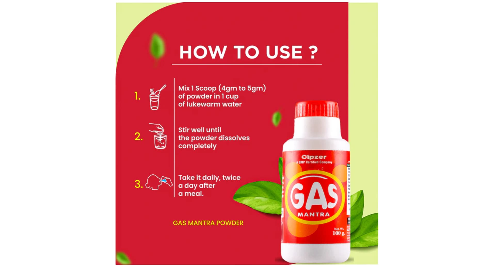 Cipzer Gas Mantra Powder how to use directions