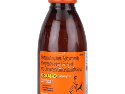 Cof-Q D Syrup bottle back label composition