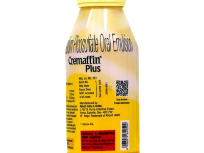 Cremaffin Plus Syrup bottle prompt relief panel