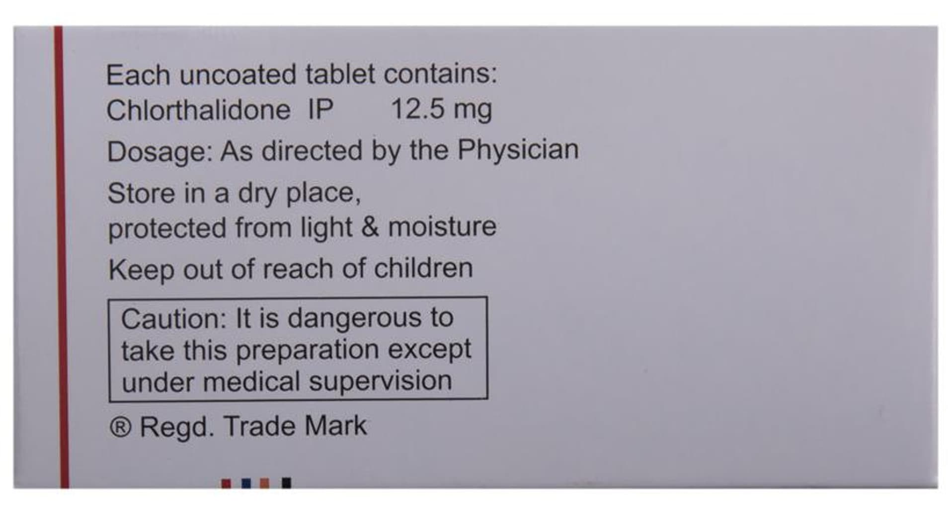 CTD 12.5 Tablet composition panel with dosage and caution