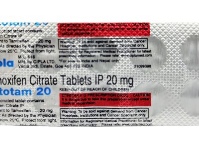 Cytotam 20 strip label showing Tamoxifen Citrate IP 20mg composition and Schedule G prescription warning