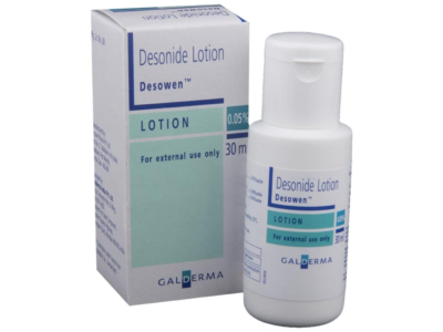 Desowen Lotion desonide 0.05% Galderma 30 ml bottle and carton