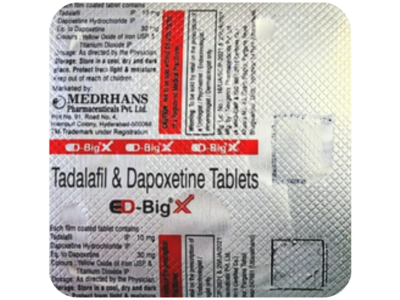 ED-Big X tadalafil and dapoxetine tablets blister with composition