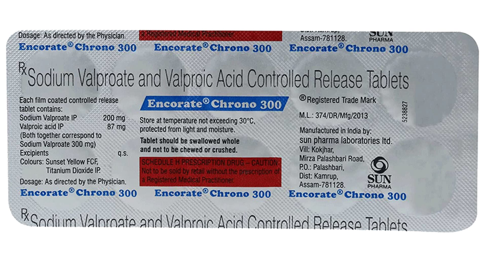 Encorate Chrono 300 mg Tablet strip composition details