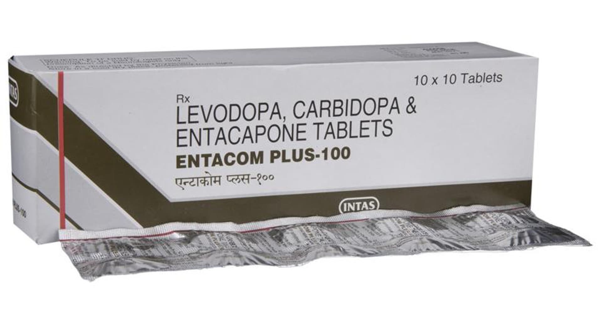 Entacom Plus 100 Tablet Intas levodopa carbidopa entacapone carton
