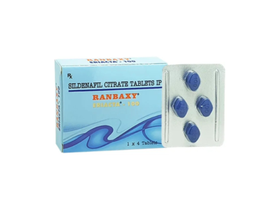Eriacta Sildenafil Citrate tablets by Ranbaxy - box and blister of 4 (100 mg pack shown; this listing is the 50 mg strength)