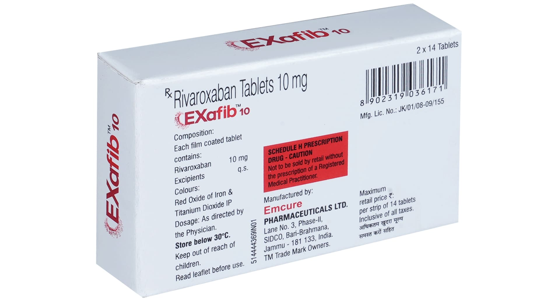 Exafib 10 Tablet composition and pack details