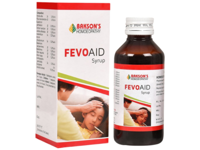 Bakson's Fevoaid Syrup homoeopathic fever syrup bottle with carton