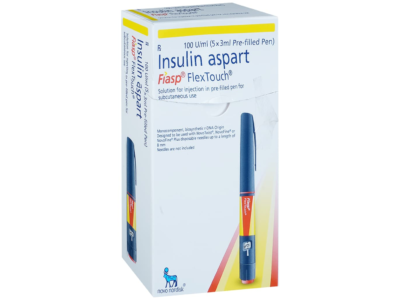 Fiasp FlexTouch 100 IU/ml 5 x 3 ml pre-filled pen carton front