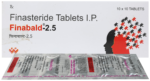 Finabald-2.5 finasteride tablets IP carton and strip