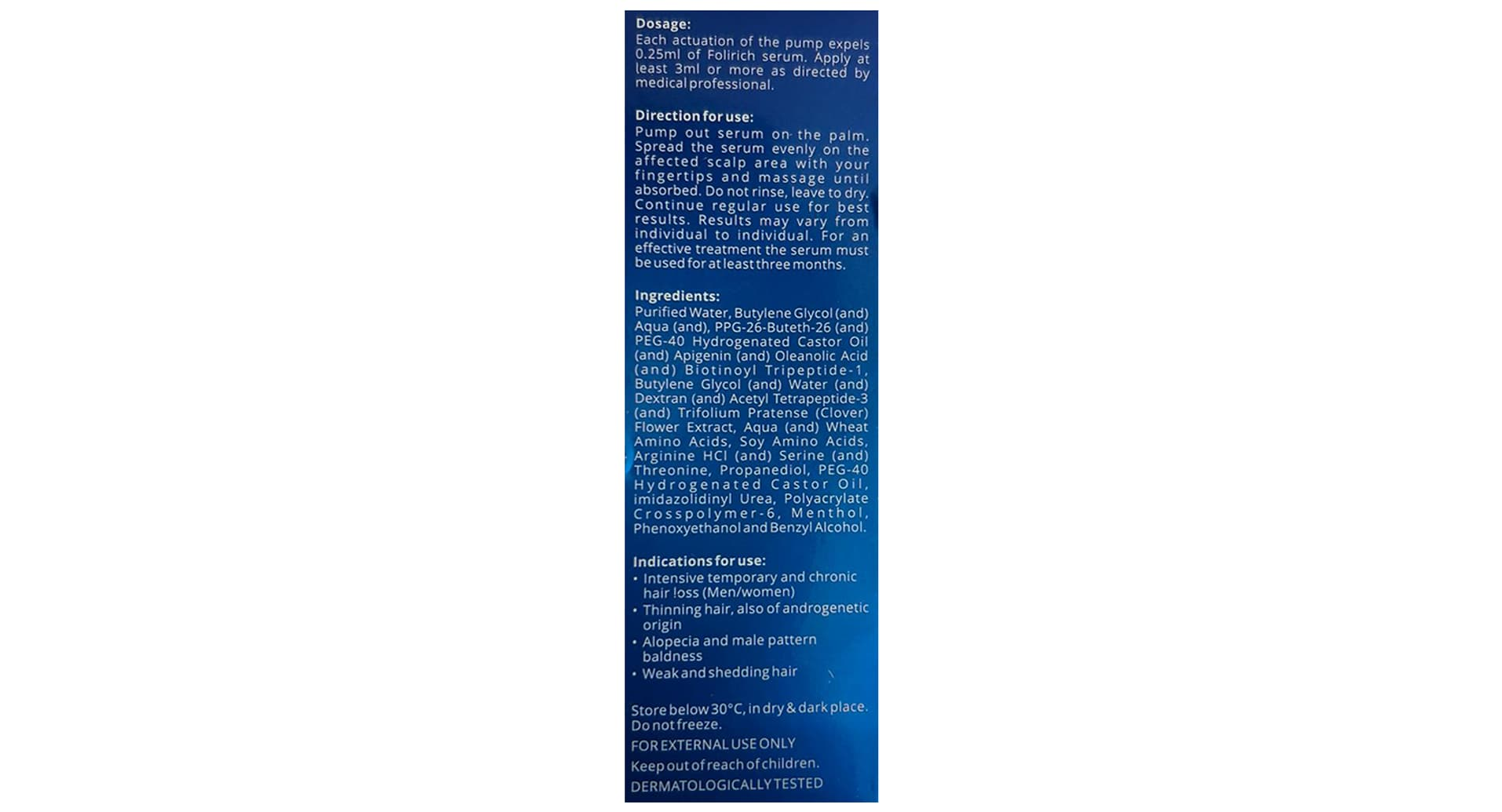 Folirich Hair Serum pack with peptide complex details