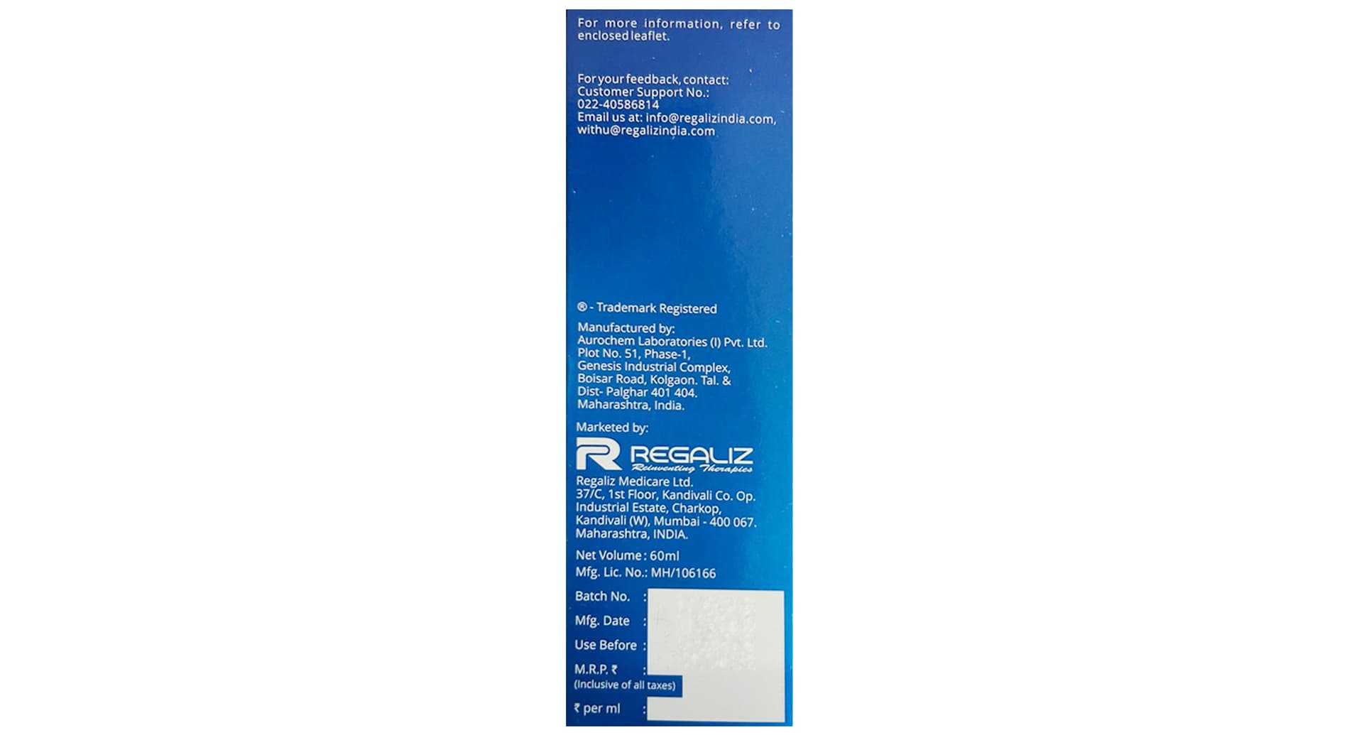 Folirich Hair Serum ingredients and directions panel