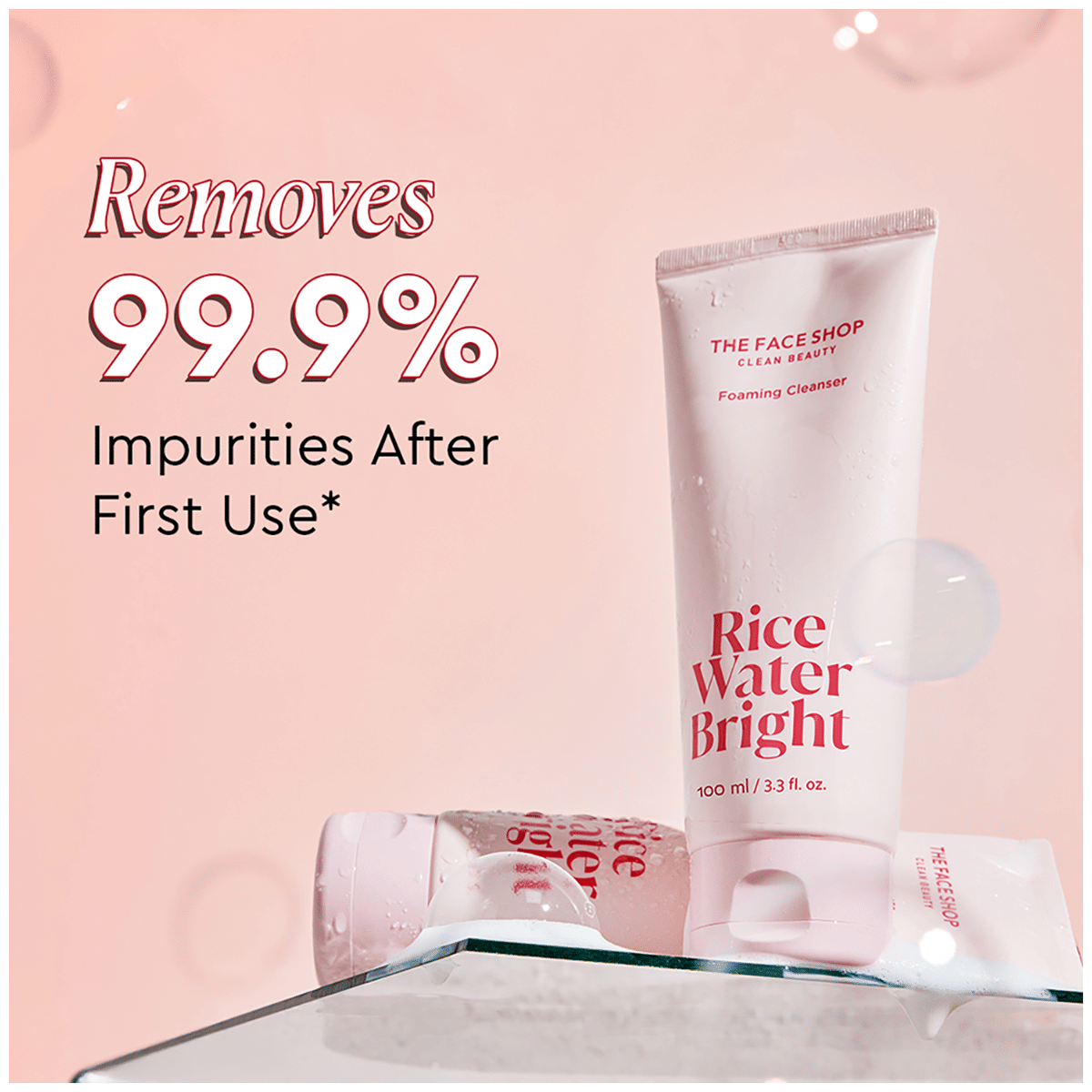 The Face Shop Rice Water Bright Foaming Cleanser (100ml) - Image 2