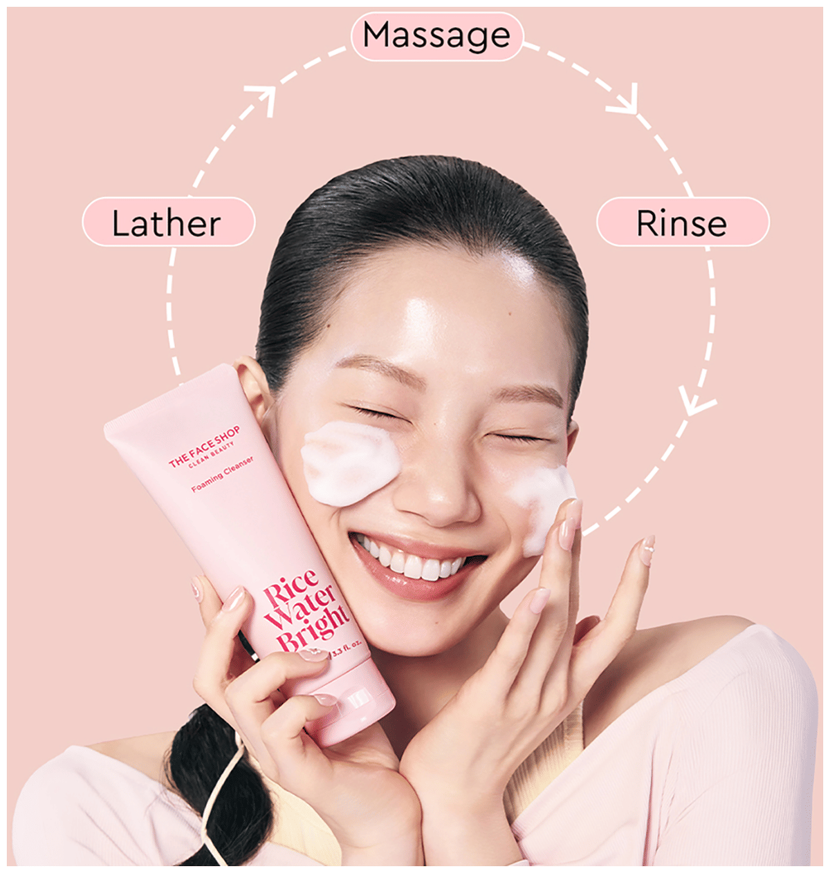 The Face Shop Rice Water Bright Foaming Cleanser (100ml) - Image 3