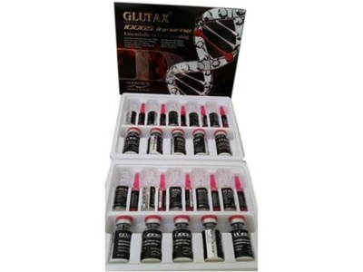 Glutax 100GS Inferno Essentialle skin whitening glutathione injection box with ampoules and vials