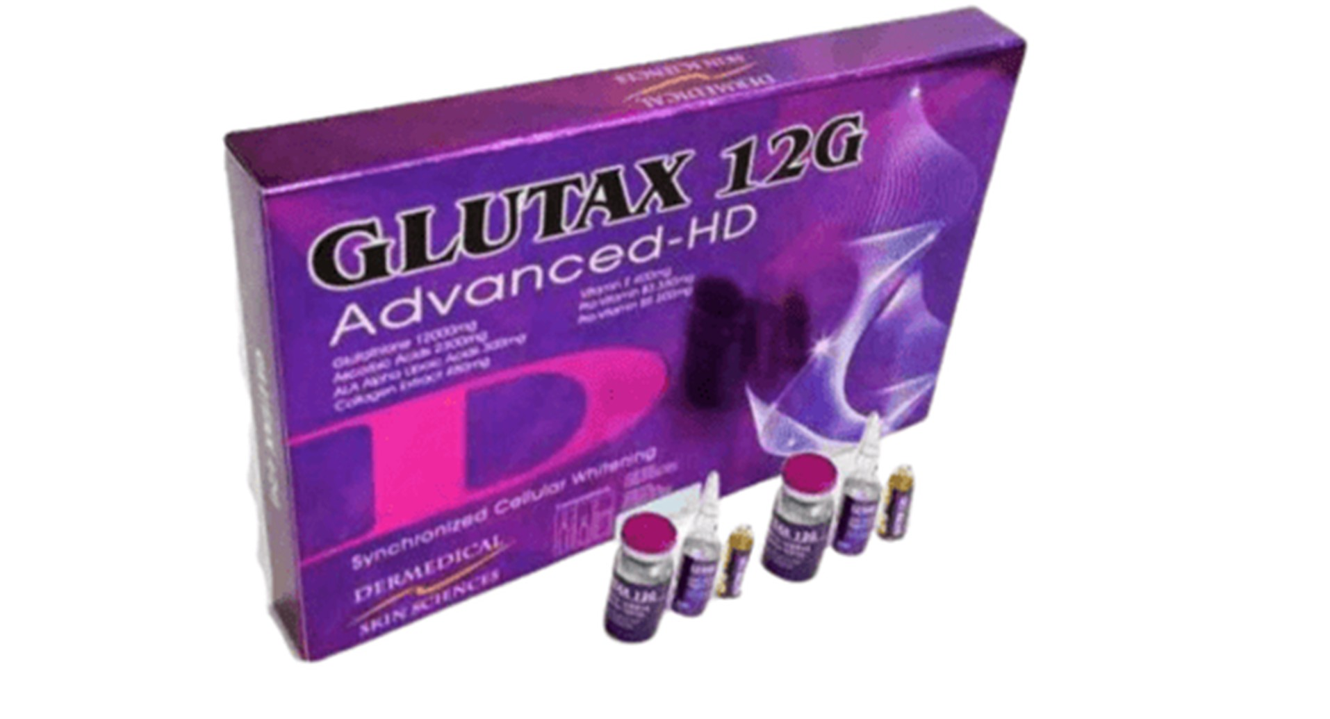 Glutax 12G Advanced-HD synchronized cellular whitening glutathione injection box with vials