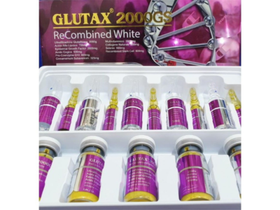 Glutax 2000GS ReCombined White glutathione injection box with vials and ampoules