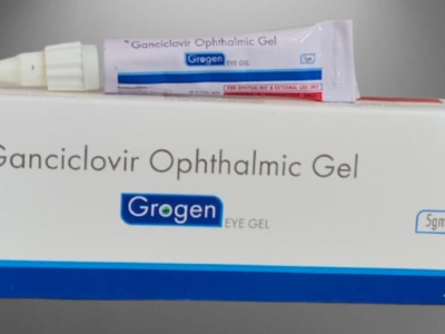 Grogen 0.15% Ophthalmic Gel 5gm carton and tube - Ganciclovir eye gel by Growell Vision
