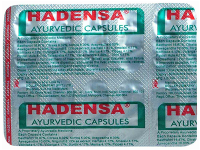 Hadensa Ayurvedic Capsules strip composition and indications
