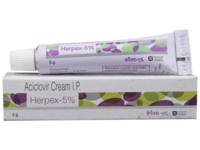 Herpex 5% Cream Aciclovir tube and carton Torrent Pharma