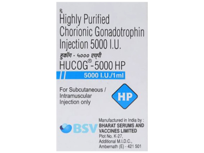 HUCOG 5000 HP Injection Bharat Serums hCG 5000 IU 1 ml vial with carton