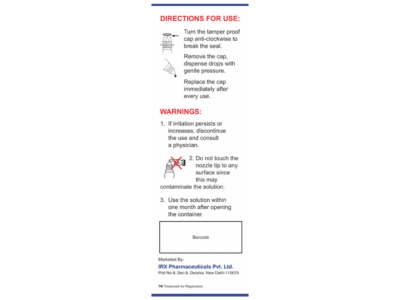 HyaloRx Eye Drops directions for use and warnings panel