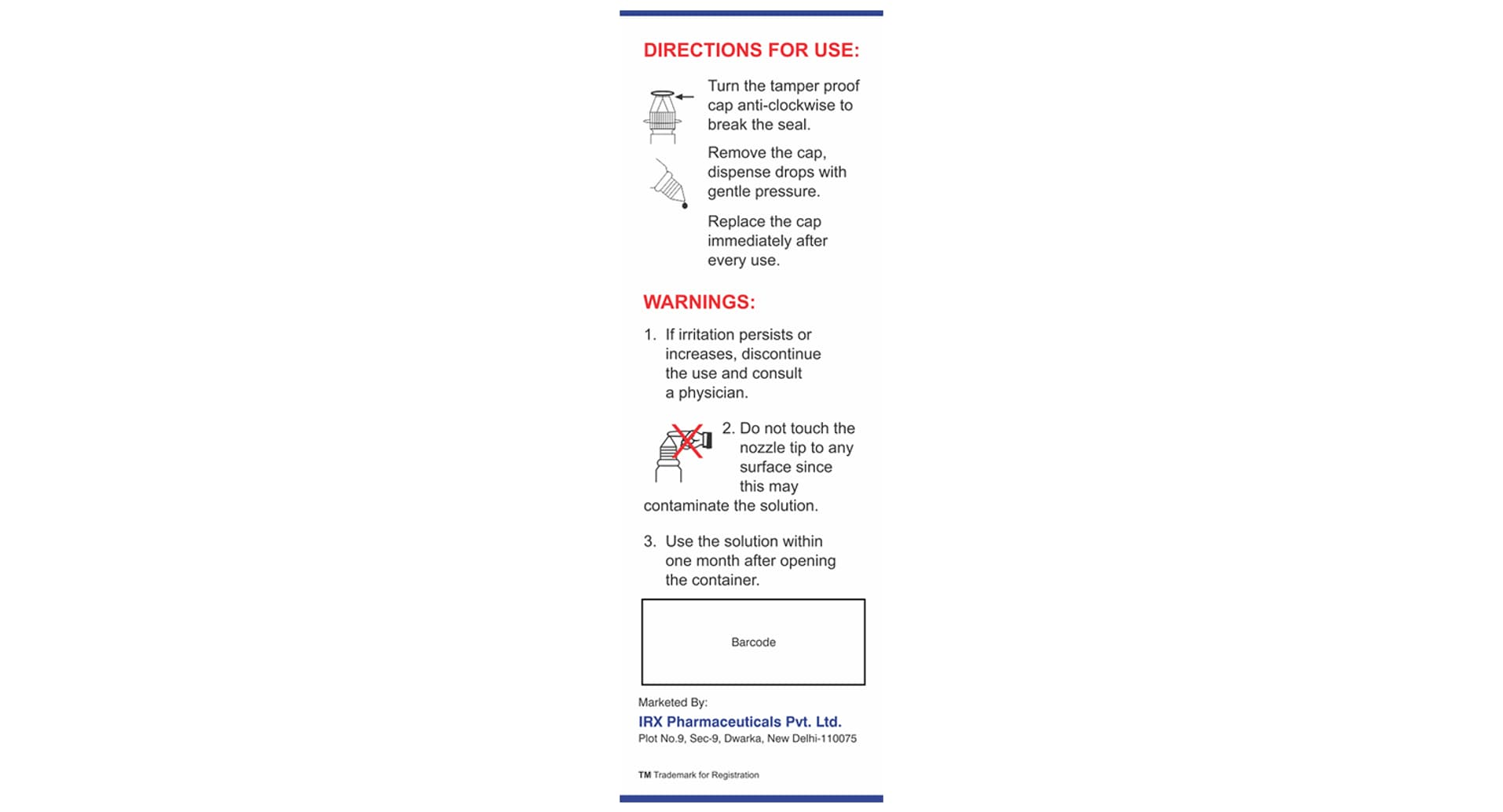HyaloRx Eye Drops directions for use and warnings panel
