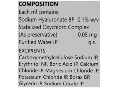 Hylosoft Eye Drop composition close up