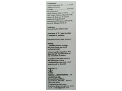 Hysodew 0.1 Eye Drop Alkem sodium hyaluronate composition panel