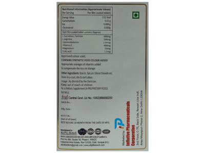 Influ-E Tablet nutritional information and ingredient label