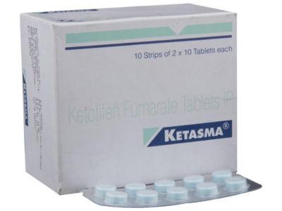 Ketasma ketotifen fumarate tablets IP Sun Pharma carton with strip