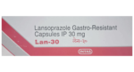 LAN-30 lansoprazole gastro-resistant capsules IP 30 mg Intas carton front