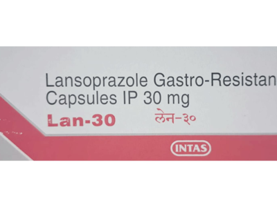 LAN-30 lansoprazole gastro-resistant capsules IP 30 mg Intas carton front