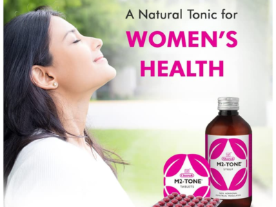 M2-Tone Syrup bottle with herbal ingredients
