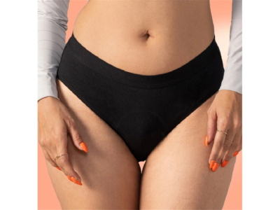 Mahina Cotton Period Panty mid-rise black front view