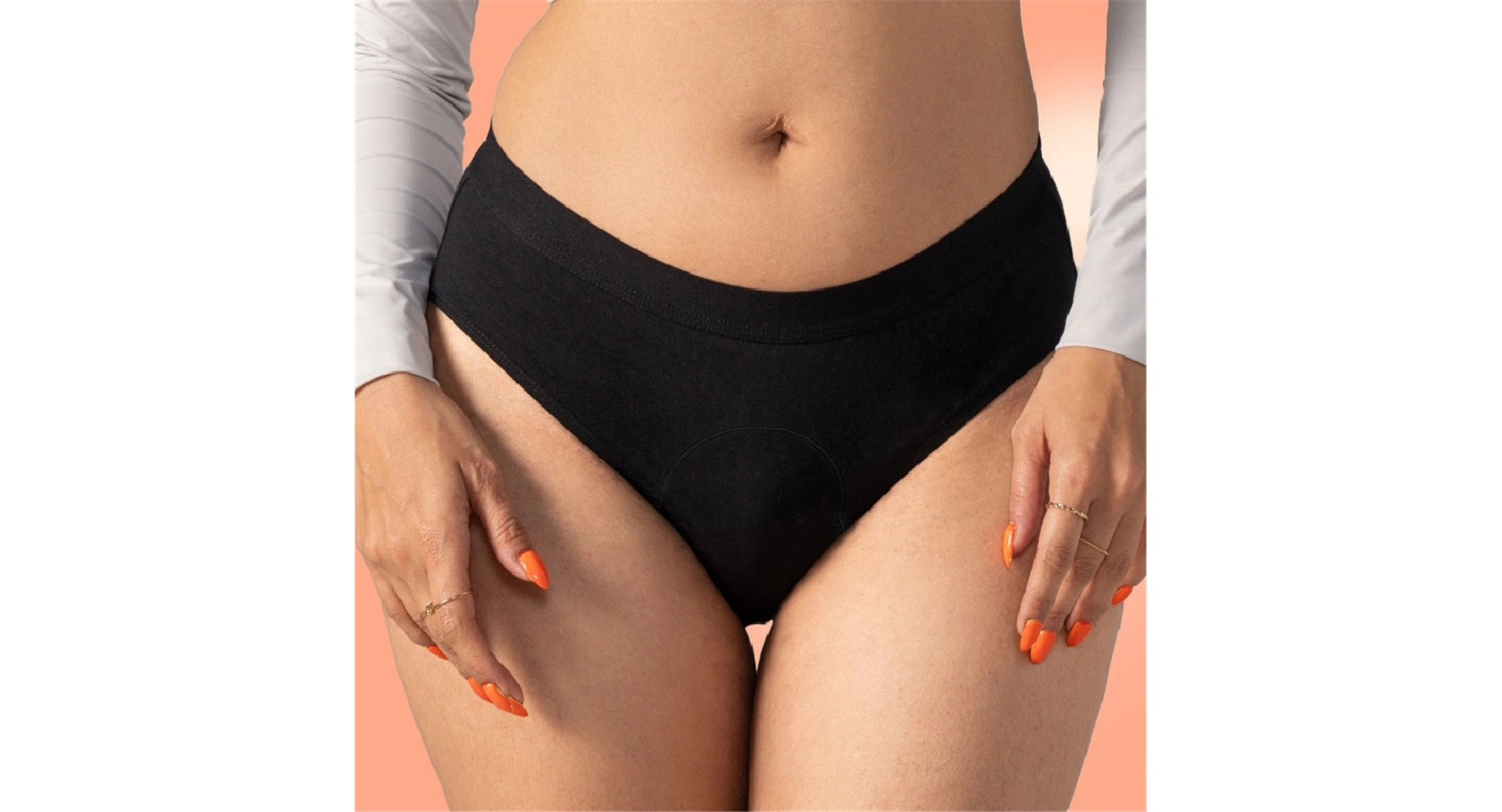 Mahina Cotton Period Panty mid-rise black front view