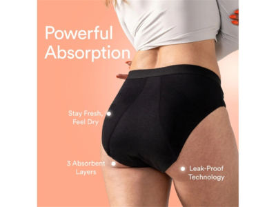 Mahina Cotton Period Panty mid-rise black back view