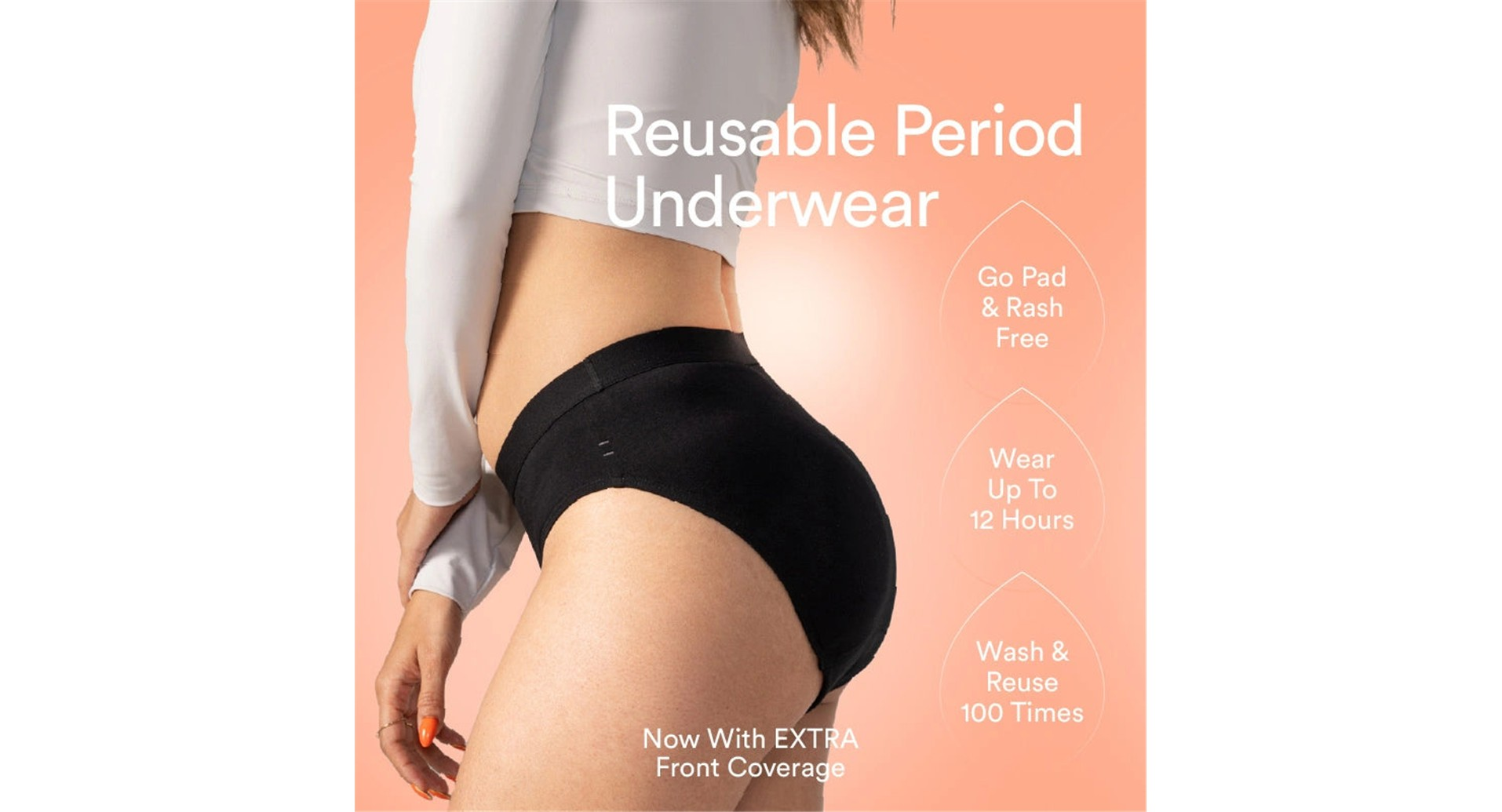 Mahina Cotton Period Panty mid-rise black side view