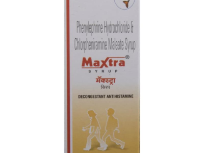 Maxtra Syrup bottle decongestant antihistamine