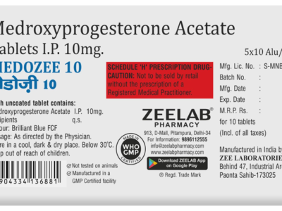 Medozee 10 Tablet Zeelab medroxyprogesterone acetate carton composition