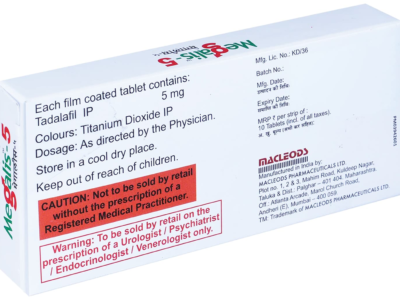 Megalis-5 composition panel - Tadalafil IP 5mg with prescription caution