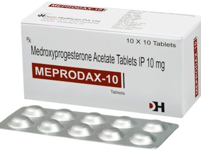 Meprodax-10 Tablet Daxia Healthcare medroxyprogesterone acetate carton with strip