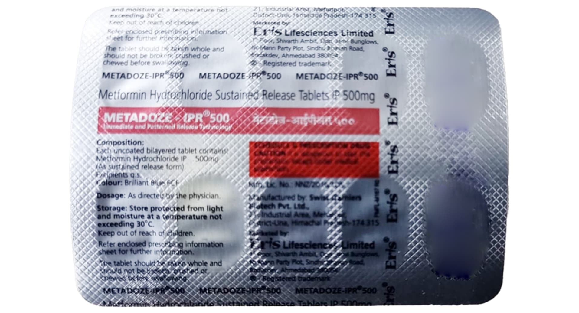 Metadoze-IPR 500 Tablet SR composition and pack details
