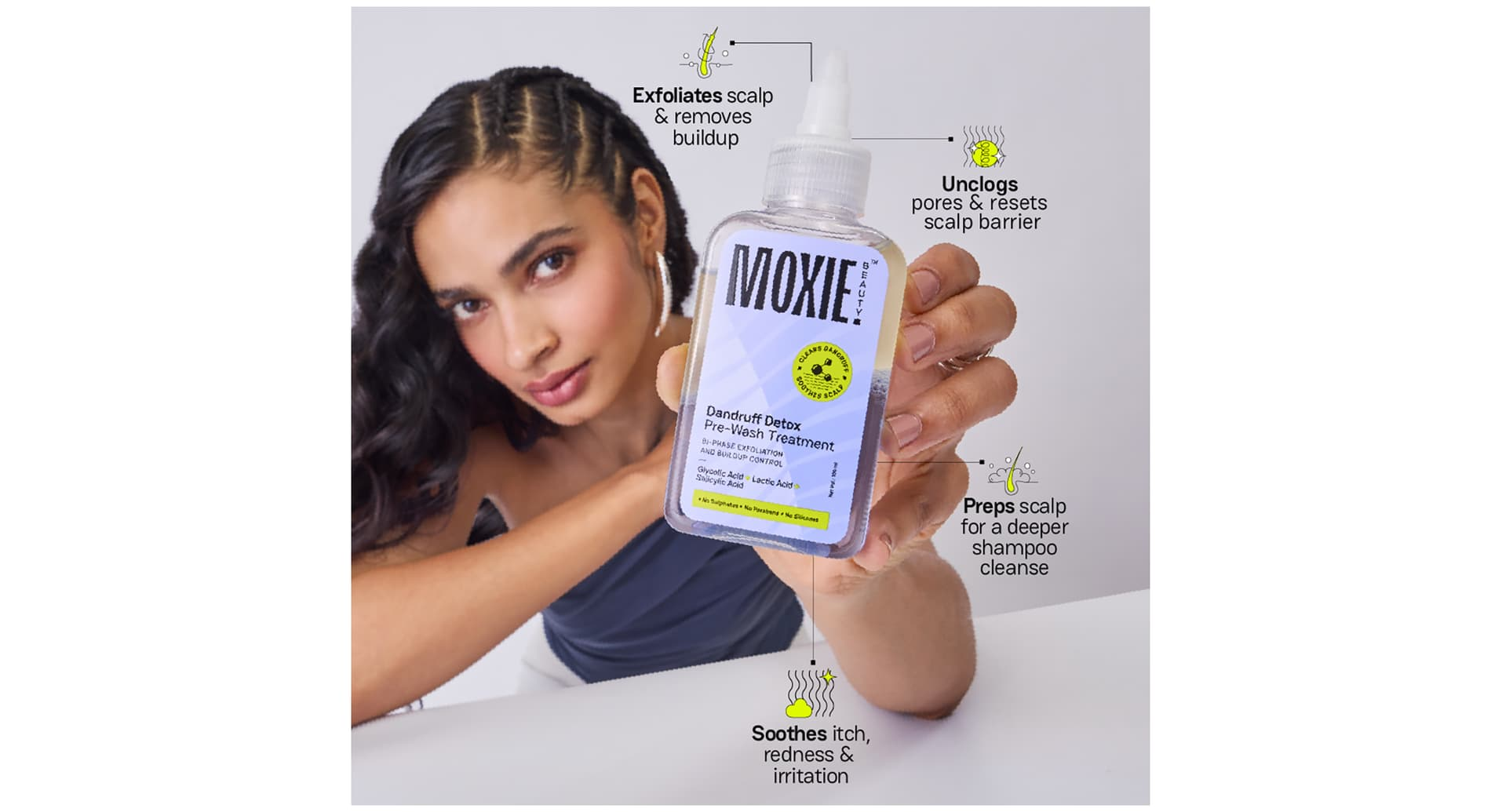 Moxie Beauty Dandruff Detox ingredients and directions panel